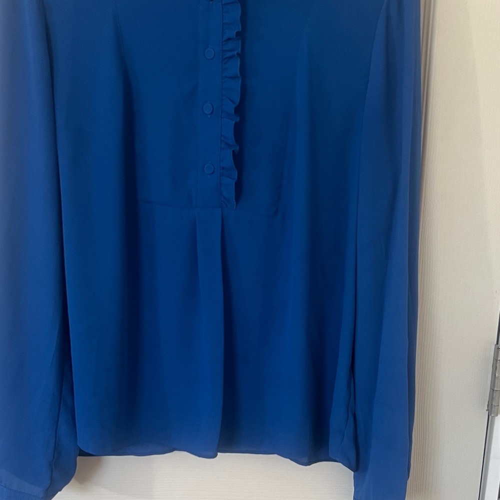 SOLD:  J. Crew Ruffle-Trim Long-Sleeve Blouse - Picture 3 of 8